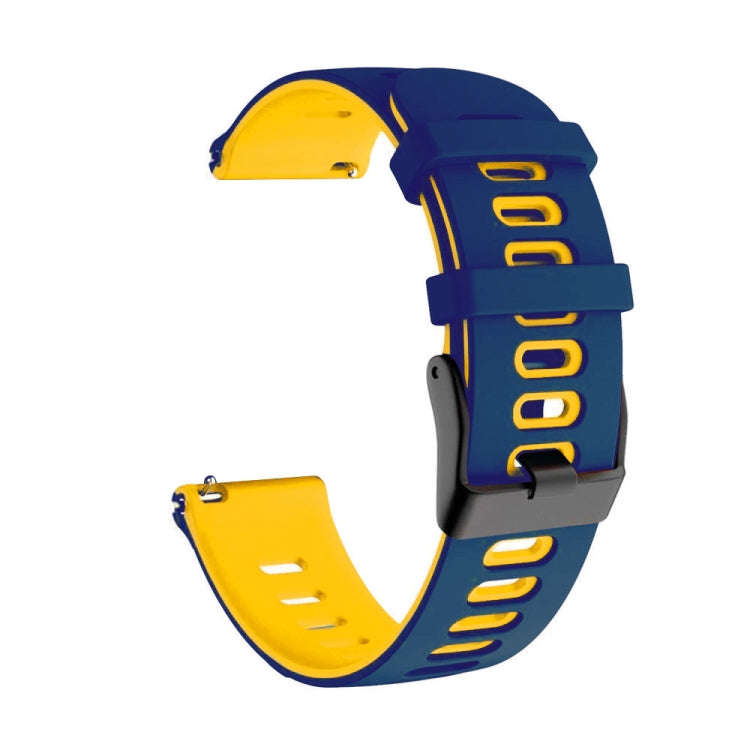 For Garmin Move Sport 20mm Mixed-color Silicone Watch Band(Dark Blue+Yellow)