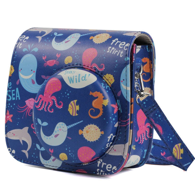 Ocean World Pattern Full Body Camera PU Leather Case Bag with Strap for FUJIFILM instax mini 9 / ...