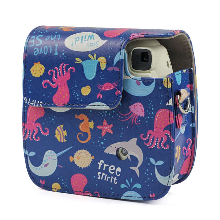Ocean World Pattern Full Body Camera PU Leather Case Bag with Strap for FUJIFILM instax mini 9 / ...