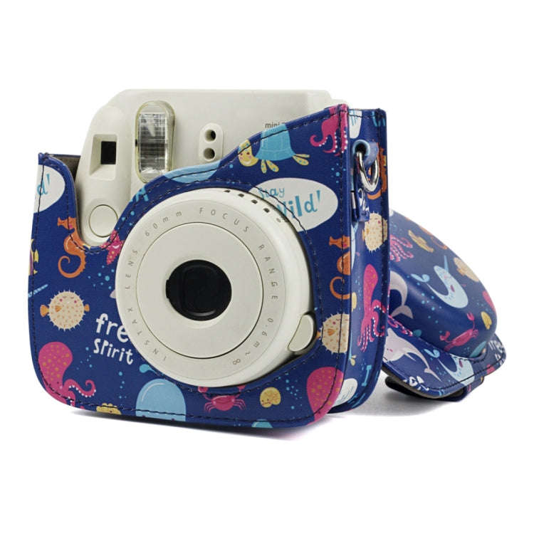Ocean World Pattern Full Body Camera PU Leather Case Bag with Strap for FUJIFILM instax mini 9 / ...