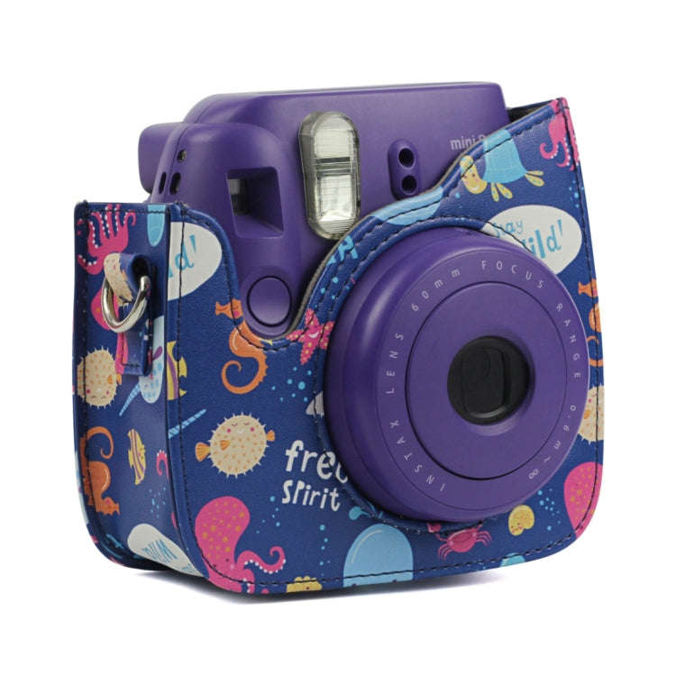 Ocean World Pattern Full Body Camera PU Leather Case Bag with Strap for FUJIFILM instax mini 9 / ...