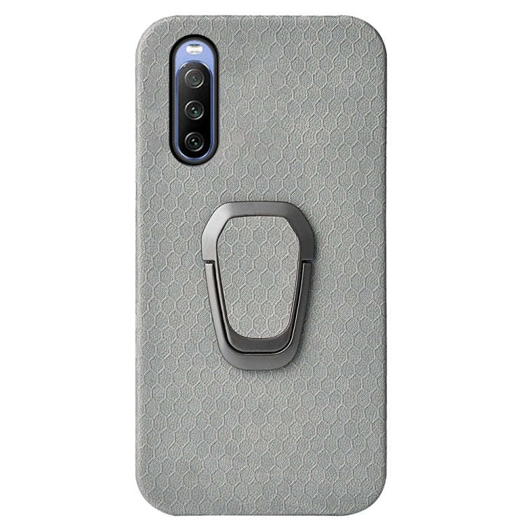 For Sony Xperia 10 IV Ring Holder Honeycomb PU Phone Case(Grey)