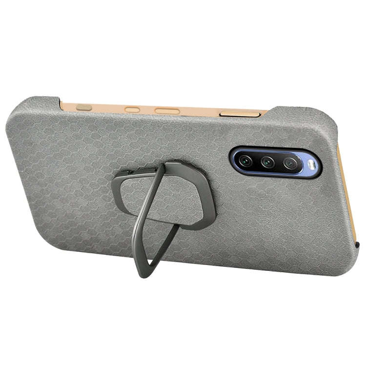For Sony Xperia 10 IV Ring Holder Honeycomb PU Phone Case(Grey)