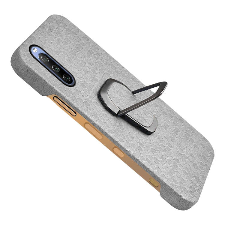 For Sony Xperia 10 IV Ring Holder Honeycomb PU Phone Case(Grey)