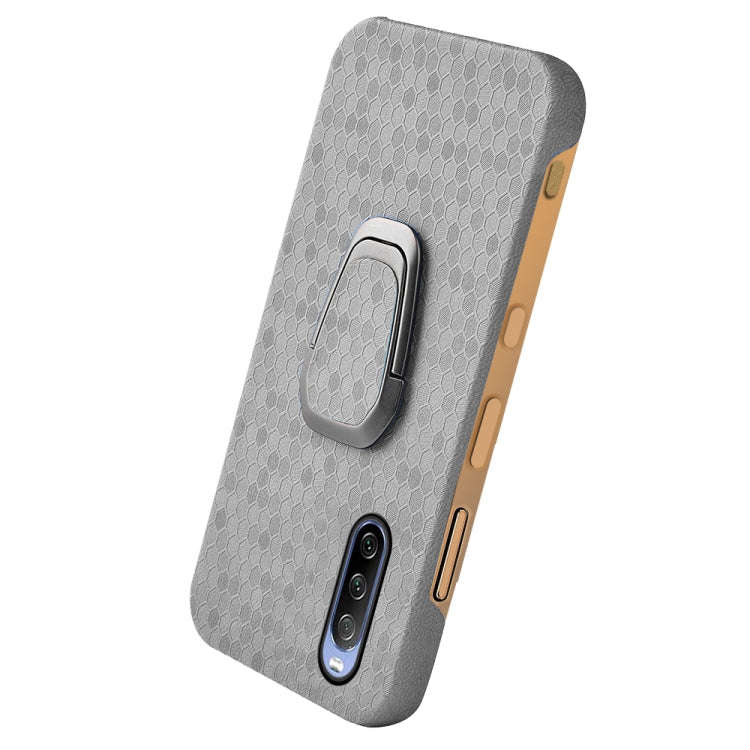 For Sony Xperia 10 IV Ring Holder Honeycomb PU Phone Case(Grey)