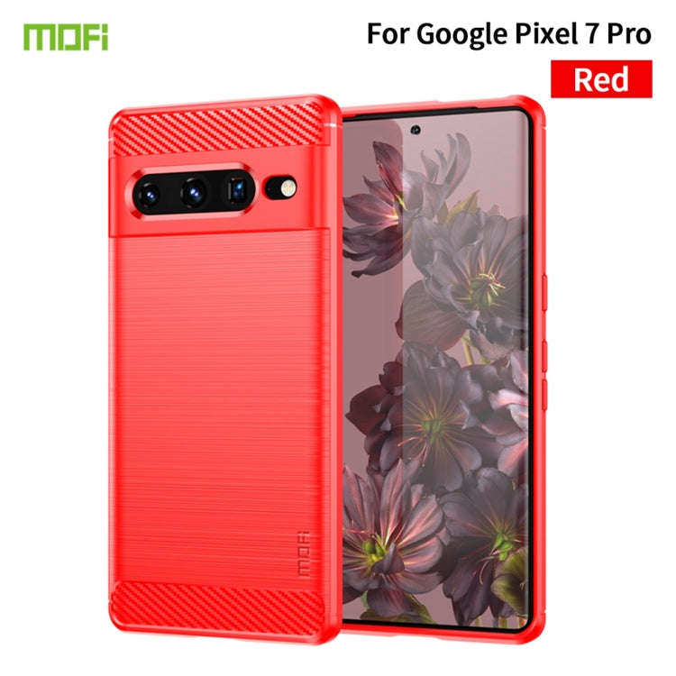 For Google pixel 7 Pro 5G MOFI Gentleness Series Brushed Texture Carbon Fiber TPU Phone Case(Red)