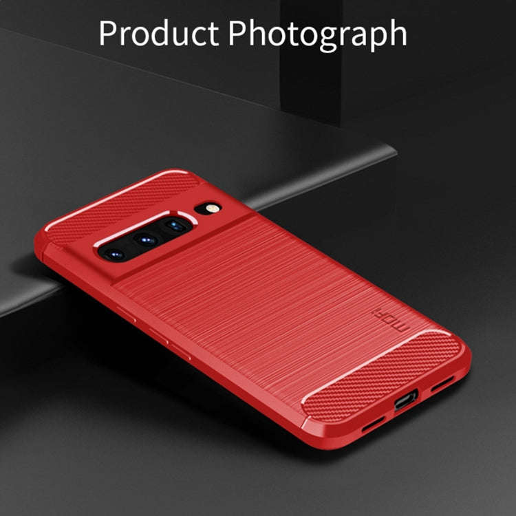 For Google pixel 7 Pro 5G MOFI Gentleness Series Brushed Texture Carbon Fiber TPU Phone Case(Red)