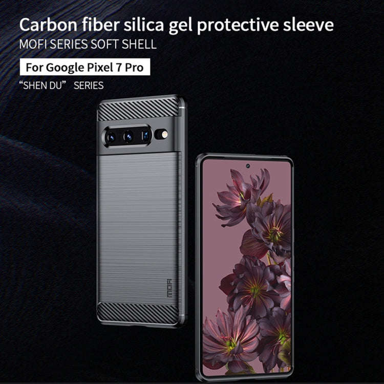 For Google pixel 7 Pro 5G MOFI Gentleness Series Brushed Texture Carbon Fiber TPU Phone Case(Red)