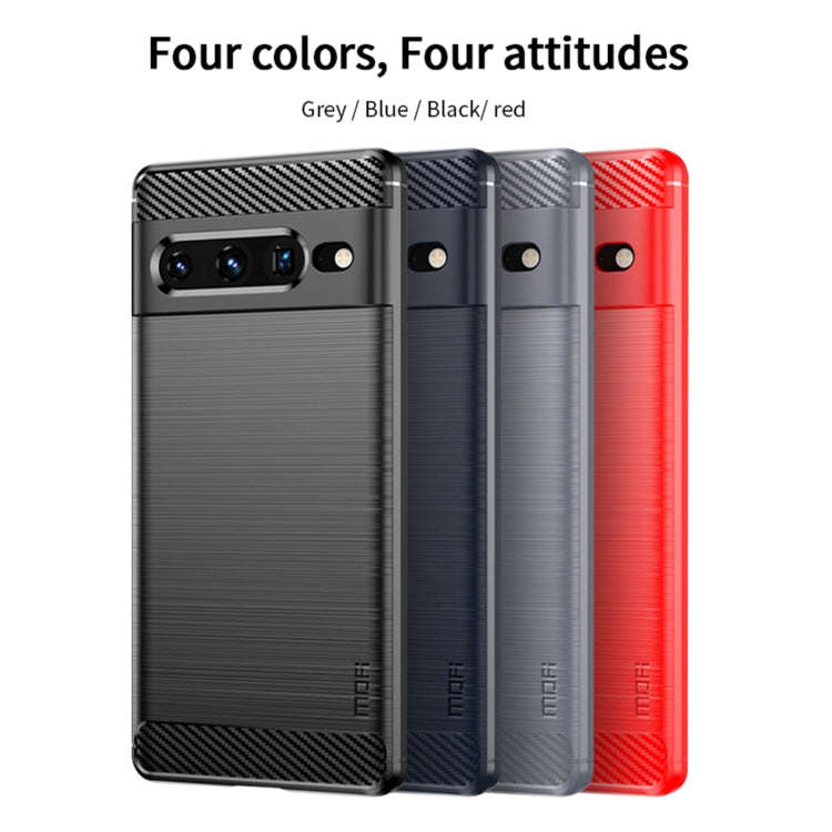 For Google pixel 7 Pro 5G MOFI Gentleness Series Brushed Texture Carbon Fiber TPU Phone Case(Red)
