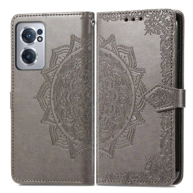 For OnePlus Nord CE 2 5G Mandala Flower Embossed Leather Phone Case(Gray)