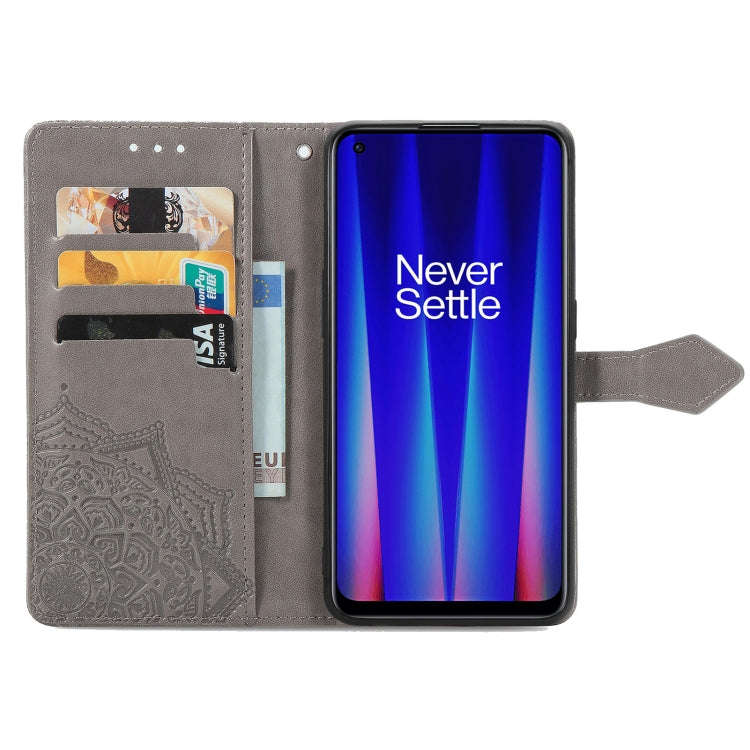 For OnePlus Nord CE 2 5G Mandala Flower Embossed Leather Phone Case(Gray)