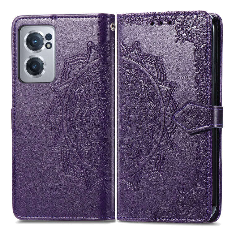 For OnePlus Nord CE 2 5G Mandala Flower Embossed Leather Phone Case(Purple)