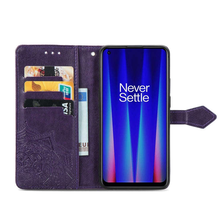 For OnePlus Nord CE 2 5G Mandala Flower Embossed Leather Phone Case(Purple)