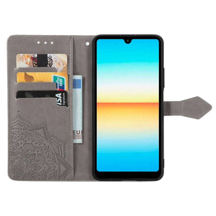 For Sony Xperia Ace III Mandala Flower Embossed Leather Phone Case(Gray)