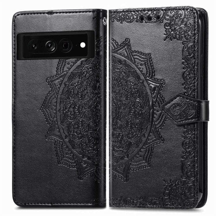 For Google Pixel 7 Pro Mandala Flower Embossed Leather Phone Case(Black)
