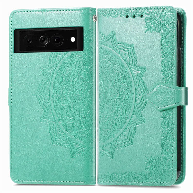 For Google Pixel 7 Pro Mandala Flower Embossed Leather Phone Case(Green)