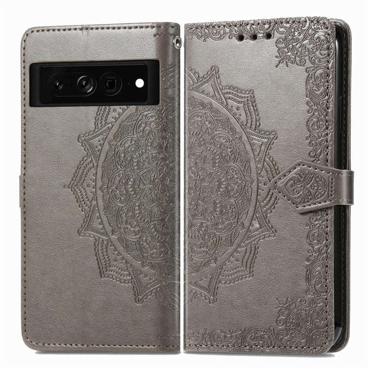 For Google Pixel 7 Pro Mandala Flower Embossed Leather Phone Case(Gray)