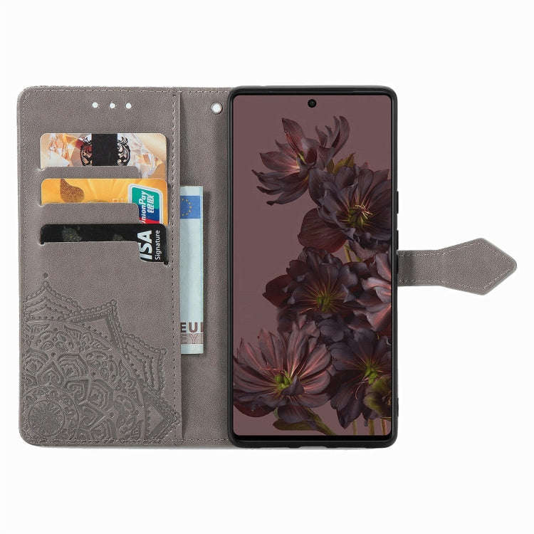 For Google Pixel 7 Pro Mandala Flower Embossed Leather Phone Case(Gray)