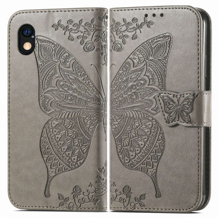 For Sony Xperia Ace III Butterfly Love Flower Embossed Leather Phone Case(Grey)