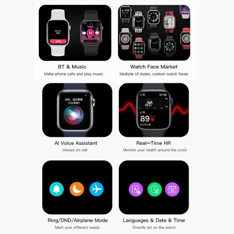CT7 1.7 inch Color Screen Smart Watch,Support Heart Rate Monitoring/Blood Pressure Monitoring(Blue)