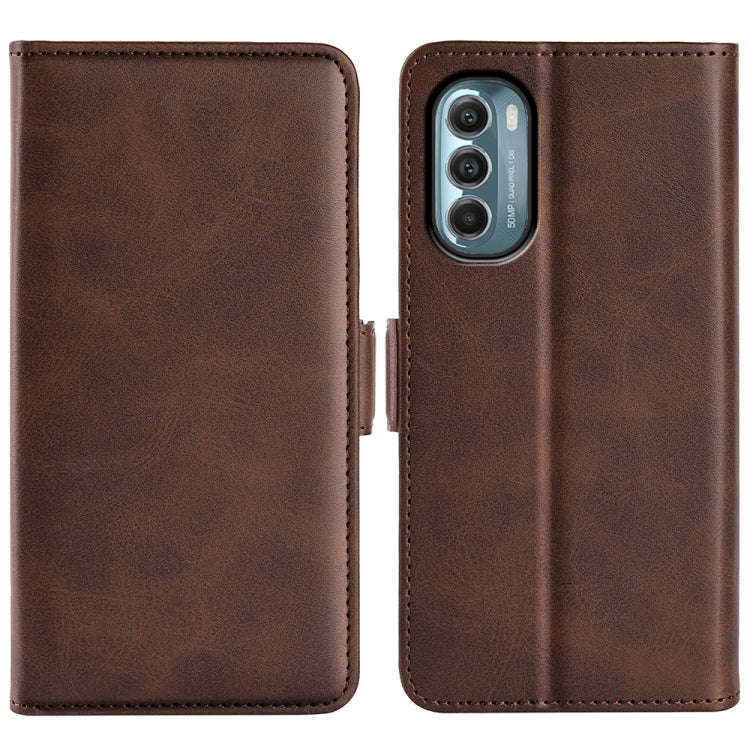 For Motorola Moto G 5G 2022 Dual-side Magnetic Buckle Leather Phone Case(Brown)