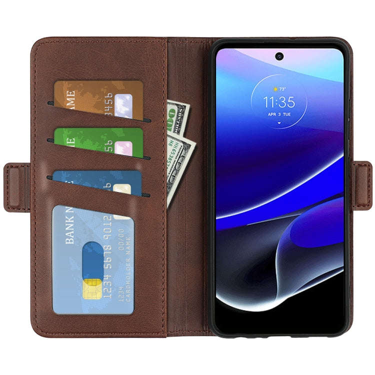 For Motorola Moto G 5G 2022 Dual-side Magnetic Buckle Leather Phone Case(Brown)