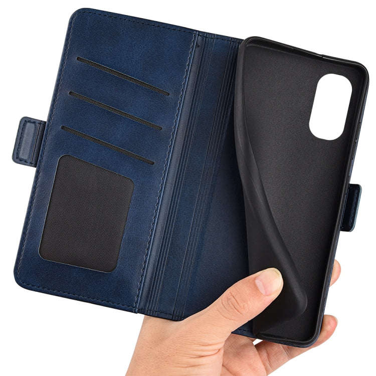 For Motorola Moto G 5G 2022 Dual-side Magnetic Buckle Leather Phone Case(Dark Blue)