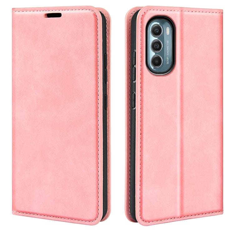 For Motorola Moto G 5G 2022 Retro-skin  Magnetic Suction Leather Phone Case(Pink)