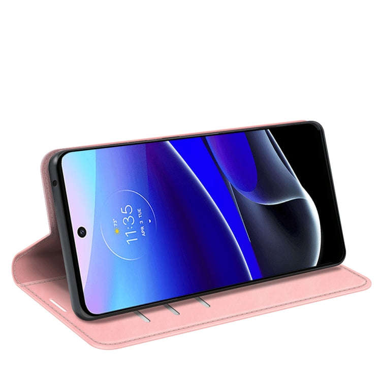 For Motorola Moto G 5G 2022 Retro-skin  Magnetic Suction Leather Phone Case(Pink)