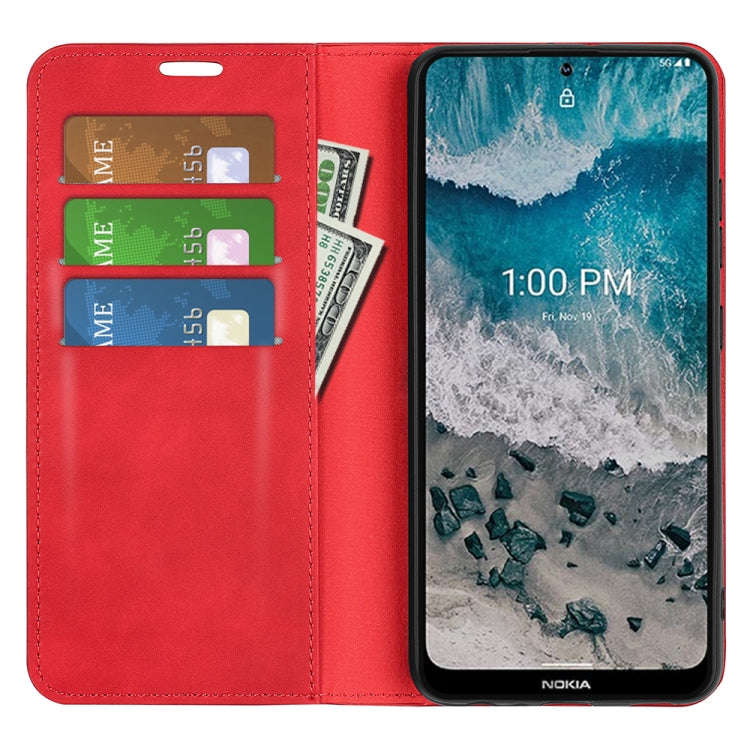 For Nokia X100 Retro-skin Magnetic Suction Leather Phone Case(Red)