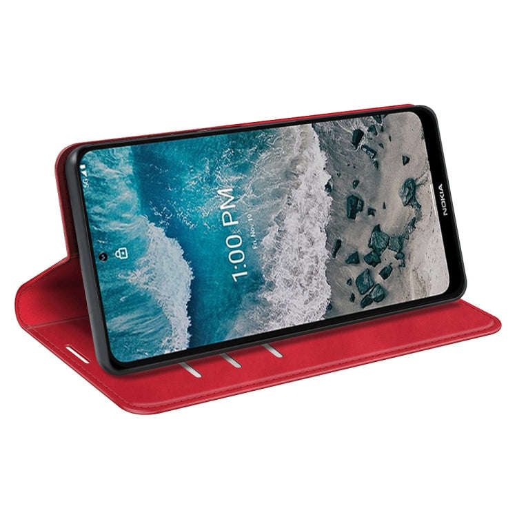 For Nokia X100 Retro-skin Magnetic Suction Leather Phone Case(Red)