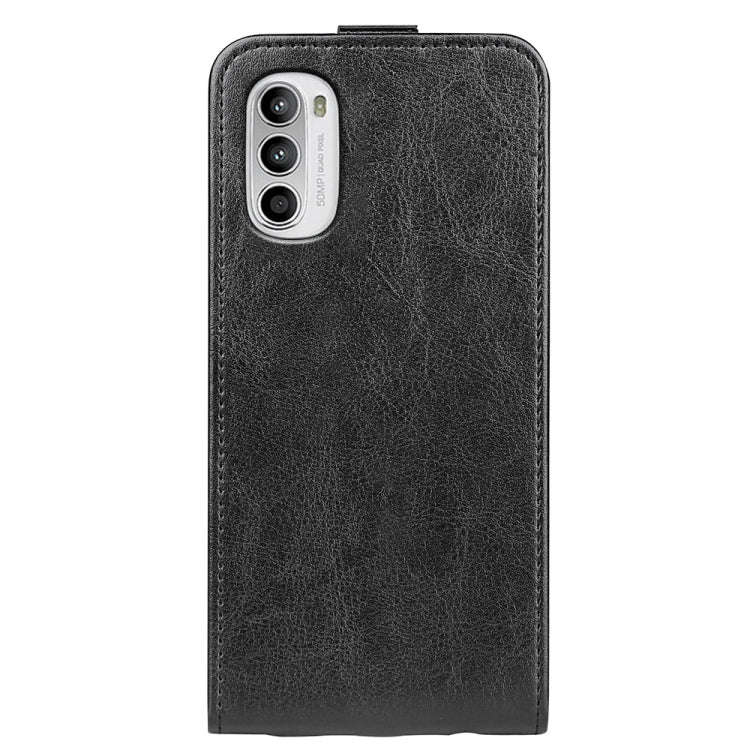 For Motorola Moto G52 4G R64 Texture Vertical Flip Leather Phone Case(Black)