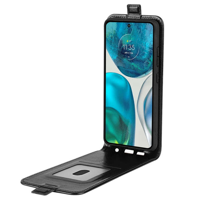 For Motorola Moto G52 4G R64 Texture Vertical Flip Leather Phone Case(Black)