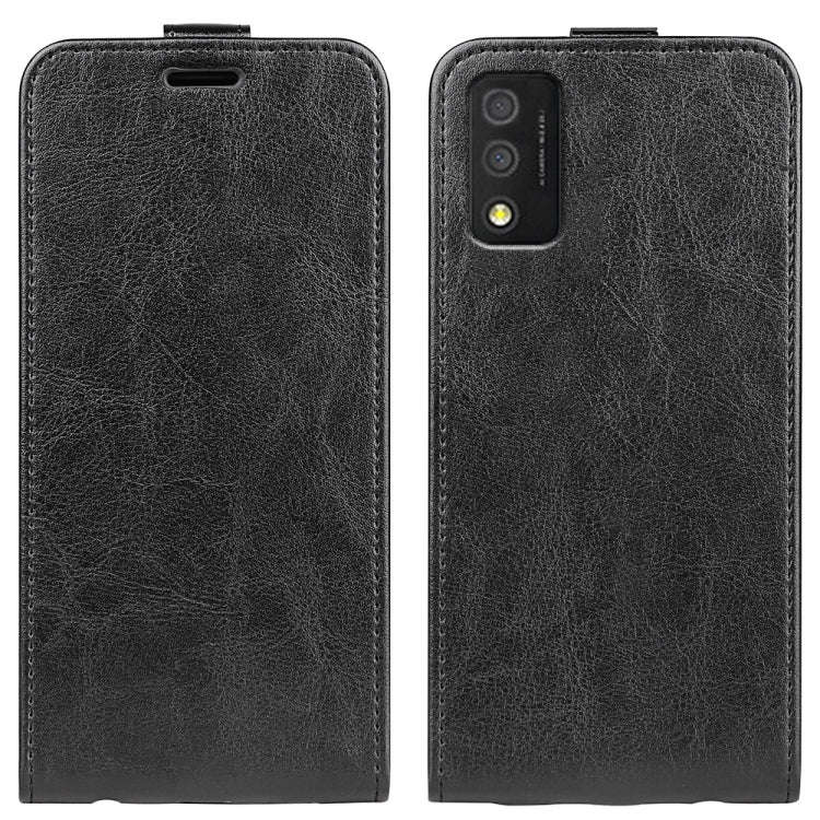For TCL 30T R64 Texture Single Vertical Flip Leather Phone Case(Black)