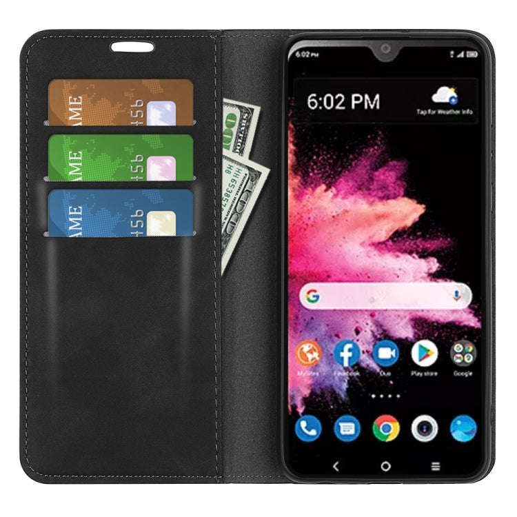 For TCL 30Z Retro-skin Magnetic Suction Leather Phone Case(Black)