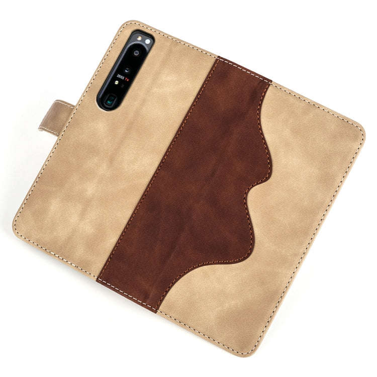 For Sony Xperia 1 IV Stitching Horizontal Flip Leather Phone Case(Yellow)