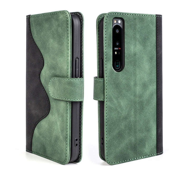 For Sony Xperia 1 IV Stitching Horizontal Flip Leather Phone Case(Green)
