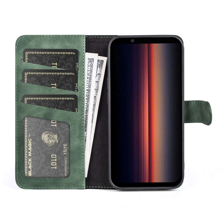 For Sony Xperia 1 IV Stitching Horizontal Flip Leather Phone Case(Green)