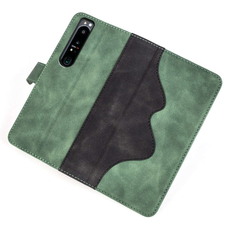 For Sony Xperia 1 IV Stitching Horizontal Flip Leather Phone Case(Green)