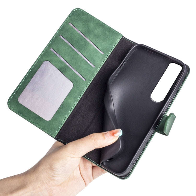 For Sony Xperia 1 IV Stitching Horizontal Flip Leather Phone Case(Green)