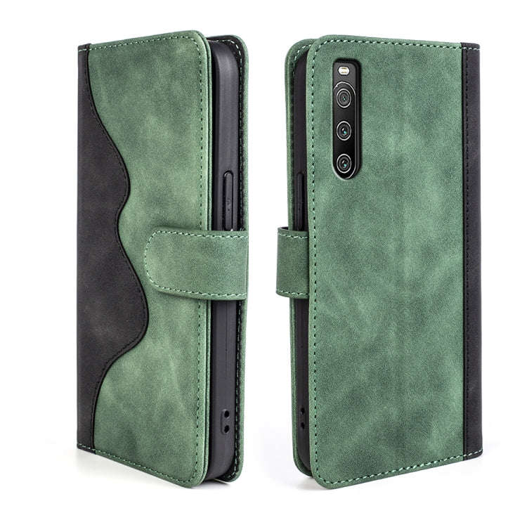 For Sony Xperia 10 IV Stitching Horizontal Flip Leather Phone Case(Green)