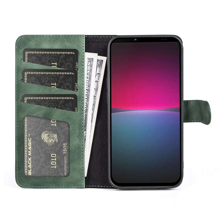 For Sony Xperia 10 IV Stitching Horizontal Flip Leather Phone Case(Green)