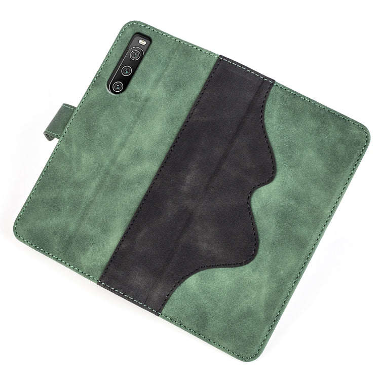 For Sony Xperia 10 IV Stitching Horizontal Flip Leather Phone Case(Green)