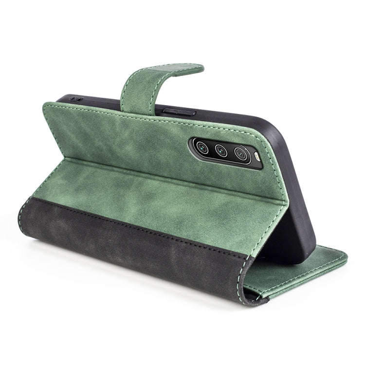 For Sony Xperia 10 IV Stitching Horizontal Flip Leather Phone Case(Green)