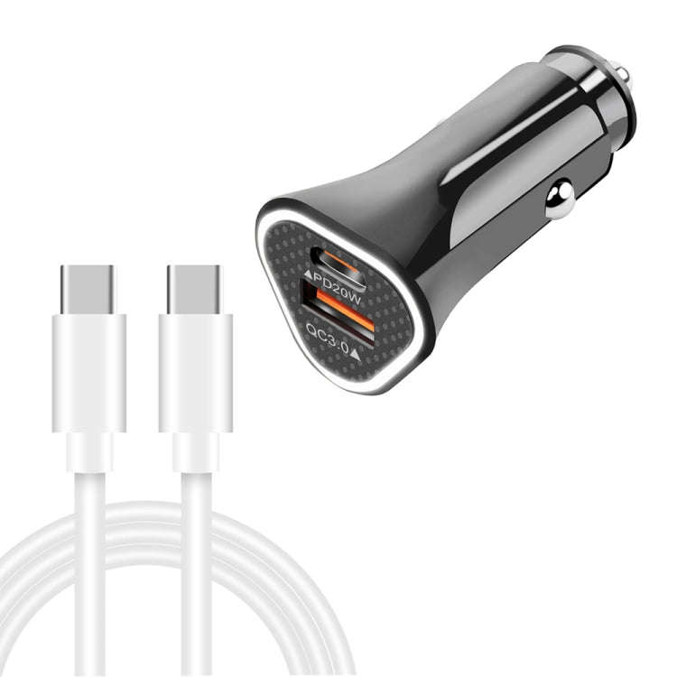 TE-P23 38W PD USB-C / Type-C + QC3. 0 USB Triangle Car Charger + USB-C / Type-C to USB-C / Type-C...