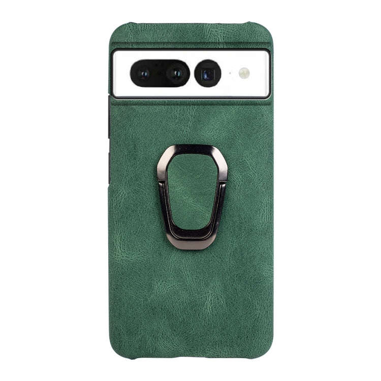 For Google Pixel 7 Ring Holder PU Phone Case(Dark Green)