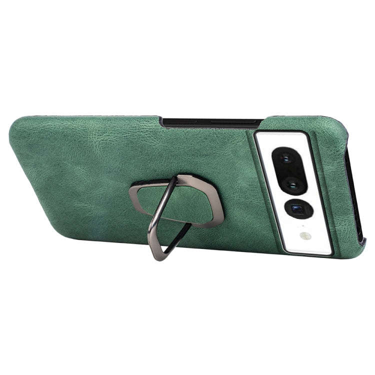 For Google Pixel 7 Ring Holder PU Phone Case(Dark Green)