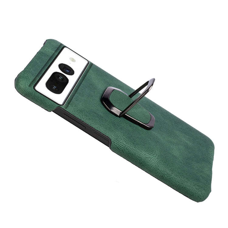 For Google Pixel 7 Ring Holder PU Phone Case(Dark Green)