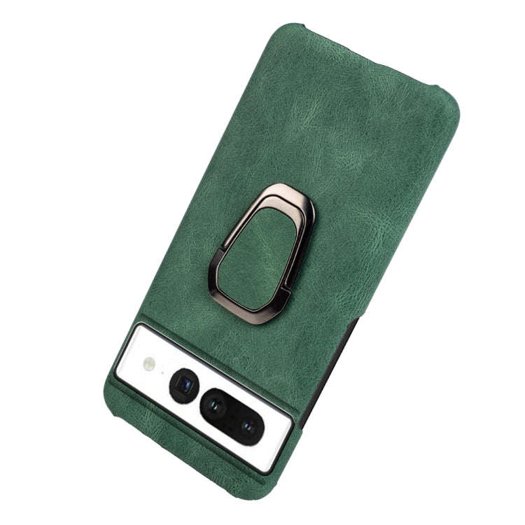 For Google Pixel 7 Ring Holder PU Phone Case(Dark Green)