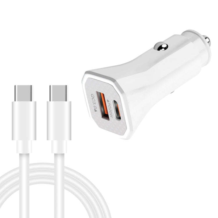 TE-P22 38W PD USB-C / Type-C + QC3. 0 USB Car Charger with 1m USB-C / Type-C to USB-C / Type-C Da...
